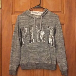 Victoria’s Secret Pink Marled Gray Bling Hoodie XS